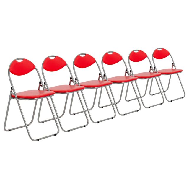 Harbour Housewares 6x Padded Folding Chairs Metal Frame Easy Store Portable Folding Seats in Red - image 1