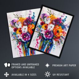 "Artery8 Multicoloured Flower Bouquet in Vase Oil Painting Wall Art Print - Size: W18"" x H24""" - thumbnail 2