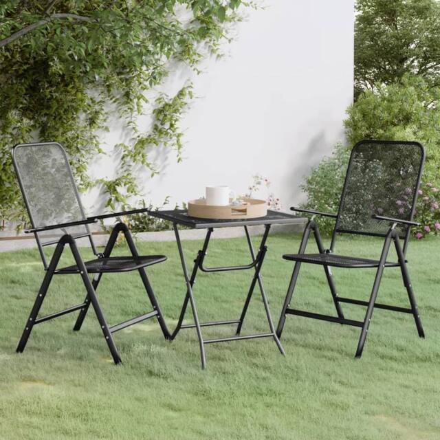 Berkfield Home 3 Piece Garden Dining Set Expanded Metal Mesh Anthracite in Black - image 1