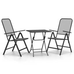 Berkfield Home 3 Piece Garden Dining Set Expanded Metal Mesh Anthracite in Black - thumbnail 2