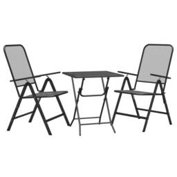 Berkfield Home 3 Piece Garden Dining Set Expanded Metal Mesh Anthracite in Black - thumbnail 3