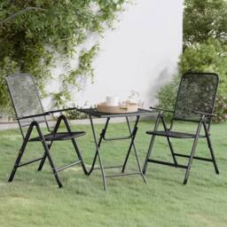 Berkfield Home 3 Piece Garden Dining Set Expanded Metal Mesh Anthracite in Black - thumbnail 1