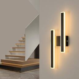 COMELY Indoor Wall Lights, 32W Modern Acrylic Long Wall Lights in Black - thumbnail 2