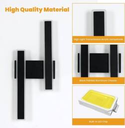 COMELY Indoor Wall Lights, 32W Modern Acrylic Long Wall Lights in Black - thumbnail 8