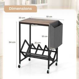 Gymax Turntable Stand with Vinyl Magazine Holder Rolling Record Player Stand in Brown - thumbnail 2