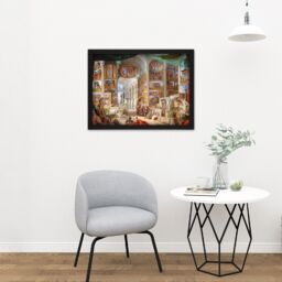"Artery8 Wall Art Print Panini Ancient Rome Monuments Allegory Painting Large Framed Wall Décor Art in Brown - Size: W18"" x H24""" - thumbnail 2