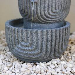 Primrose Lyne Stacked Bowls Grey Outdoor Patio Water Feature with LEDs 49.5cm - thumbnail 4