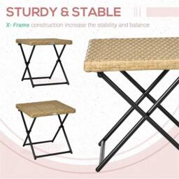 KORVIXA Folding Rattan Coffee Table in Khaki - Size: 0.6m2 - thumbnail 5