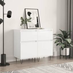 Berkfield Home Sideboards 2 pcs High Gloss White 40x35x70 cm Engineered Wood - Size: 40 x 35 x 70 cm - thumbnail 2