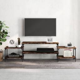 Berkfield Home TV Cabinet Smoked Oak 197x35x52 cm Engineered Wood in Brown - Size: 197 x 35 x 52 cm - thumbnail 3