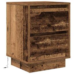 Berkfield Home Durable Bedside Cabinet with LED Lights¬†Old Wood 38x34x50 cm - Size: 38 x 34 x 50 cm - thumbnail 1