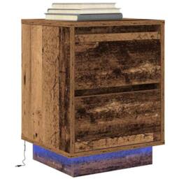 Berkfield Home Durable Bedside Cabinet with LED Lights¬†Old Wood 38x34x50 cm - Size: 38 x 34 x 50 cm - thumbnail 2
