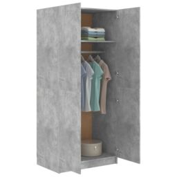 Berkfield Home Wardrobe Concrete Grey 80x52x180 cm Engineered Wood - Size: 80 x 52 x 180 cm - thumbnail 4