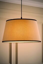 ValueLights Aspen Linen Black Trim Edge Tapered Easy Fit Pendant Lamp Shade in Off-White - Size: Large - thumbnail 2