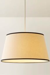 ValueLights Aspen Linen Black Trim Edge Tapered Easy Fit Pendant Lamp Shade in Off-White - Size: Large - thumbnail 3