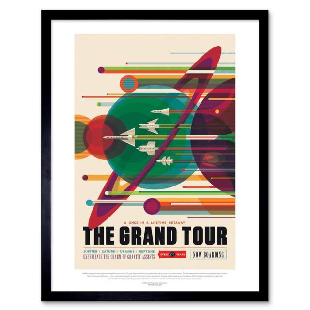 "Wee Blue Coo NASA Space Exploration Travel Advert Grand Tour 12x16"" Framed Art - Size: W12"" x H16""" - image 1