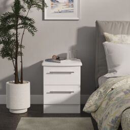 Ready Assembled 2 U Carlton 2 Drawer Bedside Cabinet (Ready Assembled) in White - Size: Small - thumbnail 1