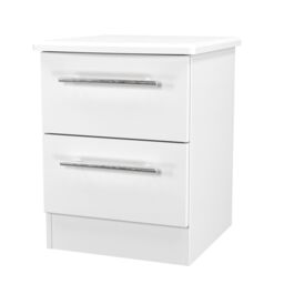 Ready Assembled 2 U Carlton 2 Drawer Bedside Cabinet (Ready Assembled) in White - Size: Small - thumbnail 4