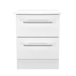 Ready Assembled 2 U Carlton 2 Drawer Bedside Cabinet (Ready Assembled) in White - Size: Small - thumbnail 2