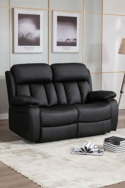 More4Homes Chester 2 Seater Electric High Back Bonded Leather Recliner Sofa in Black - image 1