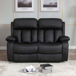 More4Homes Chester 2 Seater Electric High Back Bonded Leather Recliner Sofa in Black - thumbnail 6