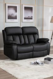 More4Homes Chester 2 Seater Electric High Back Bonded Leather Recliner Sofa in Black - thumbnail 1