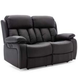 More4Homes Chester 2 Seater Electric High Back Bonded Leather Recliner Sofa in Black - thumbnail 2