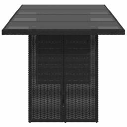 Berkfield Home Garden Table with Glass Top Black 190x80x74 cm Poly Rattan - Size: 190 x 80 x 74 cm - thumbnail 5