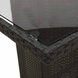 Berkfield Home Garden Table with Glass Top Black 190x80x74 cm Poly Rattan - Size: 190 x 80 x 74 cm - thumbnail 8