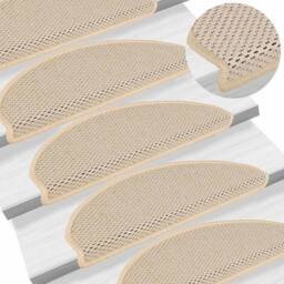 Berkfield Home Stair Mats Self-adhesive Sisal-Look 15 pcs 65x21x4 cm Berber in Cream - Size: Medium - thumbnail 6