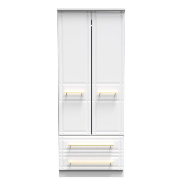 Ready Assembled 2 U Hereford 2 Door 2 Drawer Wardrobe with Shelf & Hang(Ready Assembled) in White - image 1