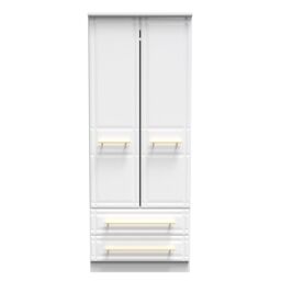 Ready Assembled 2 U Hereford 2 Door 2 Drawer Wardrobe with Shelf & Hang(Ready Assembled) in White - thumbnail 1