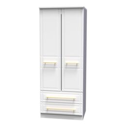 Ready Assembled 2 U Hereford 2 Door 2 Drawer Wardrobe with Shelf & Hang(Ready Assembled) in White - thumbnail 3