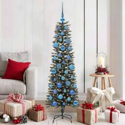 Berkfield Home Artificial Christmas Tree with 150 LEDs Green 43 x 43 x 150 cm - thumbnail 1