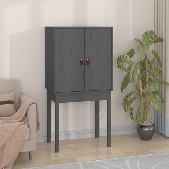 Berkfield Home Highboard Grey 60x40x120 cm Solid Wood Pine - Size: 60 x 40 x 120 cm - image 1