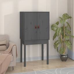 Berkfield Home Highboard Grey 60x40x120 cm Solid Wood Pine - Size: 60 x 40 x 120 cm - thumbnail 1