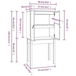 Berkfield Home Highboard Grey 60x40x120 cm Solid Wood Pine - Size: 60 x 40 x 120 cm - thumbnail 9