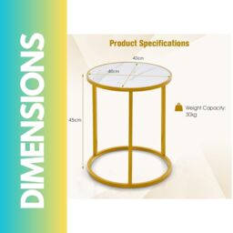 Pirlo Plush 2PC Gold Round Bedside Tables Bedroom Furniture - thumbnail 6