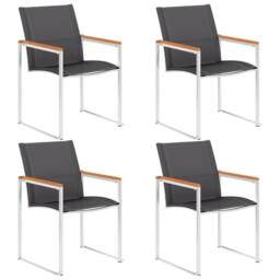 Berkfield Home Classic Garden Chairs 4 pcs Textilene & Stainless Steel Grey - thumbnail 2