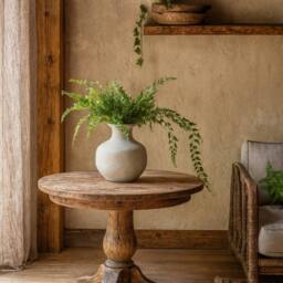 Wyld Haus Terra Stoneware Squat Textured Vase in Stone - thumbnail 1