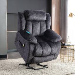 Matteo Grey Fabric Power Lift Recliner Chair with Massage & Heat - thumbnail 1