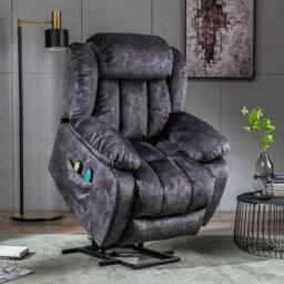 Matteo Grey Fabric Power Lift Recliner Chair with Massage & Heat - thumbnail 3