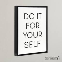"Artery8 Do It For Yourself Black & White Bold Simple Framed Canvas Art Print - Size: W12"" x H16""" - thumbnail 2
