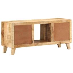 Berkfield Home TV Cabinet 105x46x32 cm Solid Wood Rough Mango in Brown - Size: 105 x 46 x 32 cm - thumbnail 4