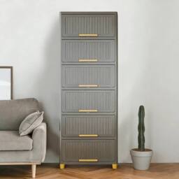 EONLION 6 Tier Plastic Storage Cabinet in Grey - Size: 100 cm - thumbnail 5