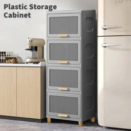 EONLION 6 Tier Plastic Storage Cabinet in Grey - Size: 100 cm