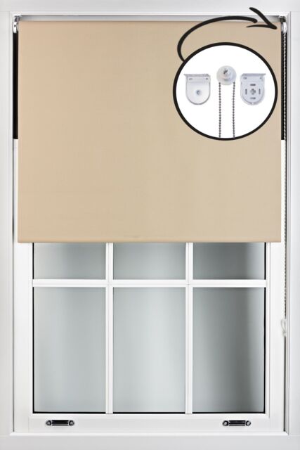Furnished Cappuccino Blackout Roller Blinds with Metal Fittings - Trimmable Window Shade in Beige - Size: 150 cm width x 165 cm drop - image 1