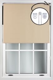 Furnished Cappuccino Blackout Roller Blinds with Metal Fittings - Trimmable Window Shade in Beige - Size: 150 cm width x 165 cm drop - thumbnail 1