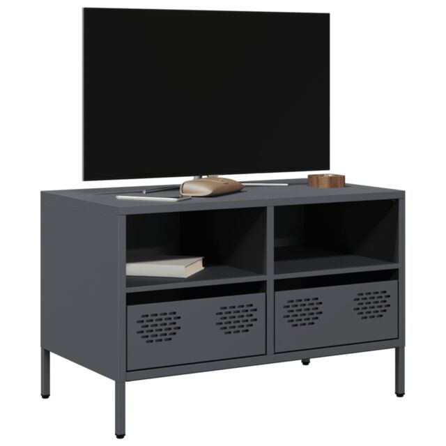 Berkfield Home TV Cabinet Anthracite 68x39x43.5 cm Cold-rolled Steel in Black - image 1