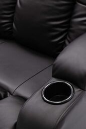More4Homes Caesar Manual Recliner Bonded Leather 2+3 Seater Sofa Set in Black - thumbnail 7